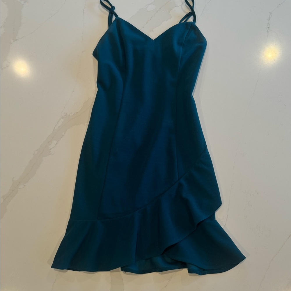 Teal Spaghetti Strap Mini Dress